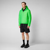 Men's Helios Hooded Puffer Jacket in Fluo Green - Men's Fashion | Save The Duck