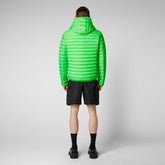 Men's Helios Hooded Puffer Jacket in Fluo Green - Men's Animal Free Puffer Jackets | Save The Duck