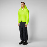 Men's Helios Hooded Puffer Jacket in Fluo Yellow - Men's Icons | Save The Duck
