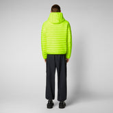 Men's Helios Hooded Puffer Jacket in Fluo Yellow | Save The Duck