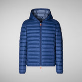 Men's Donald Hooded Puffer Jacket in Blue Black | Save The Duck