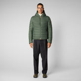 Men's Donald Hooded Puffer Jacket in Thyme Green - Men's Sale | Save The Duck