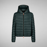 Men's Donald Hooded Puffer Jacket in Green Black | Save The Duck