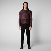 Men's Donald Hooded Puffer Jacket in Burgundy Black - Men's Sale | Save The Duck
