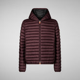 Men's Donald Hooded Puffer Jacket in Burgundy Black | Save The Duck