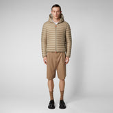 Men's Donald Hooded Puffer Jacket in Dune Beige - Men's Icons | Save The Duck