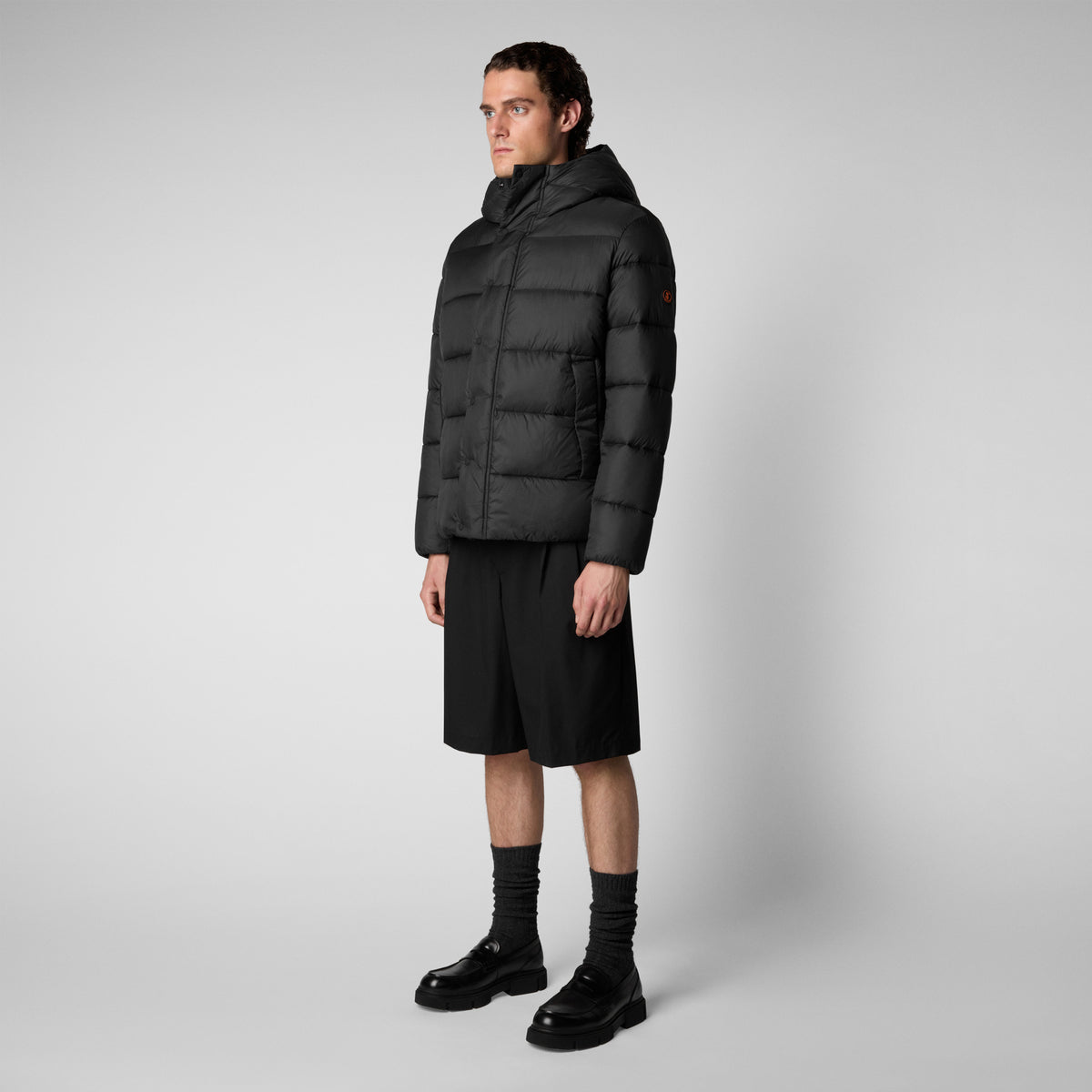 Men's Hemer Hooded Puffer Jacket in Black - Save The Duck