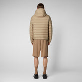 Men's Cael Hooded Puffer Jacket in Dune Beige - Men's Animal Free Puffer Jackets | Save The Duck