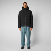 Men's Obione Hooded Puffer Jacket in Black - Men's Raincoats | Save The Duck
