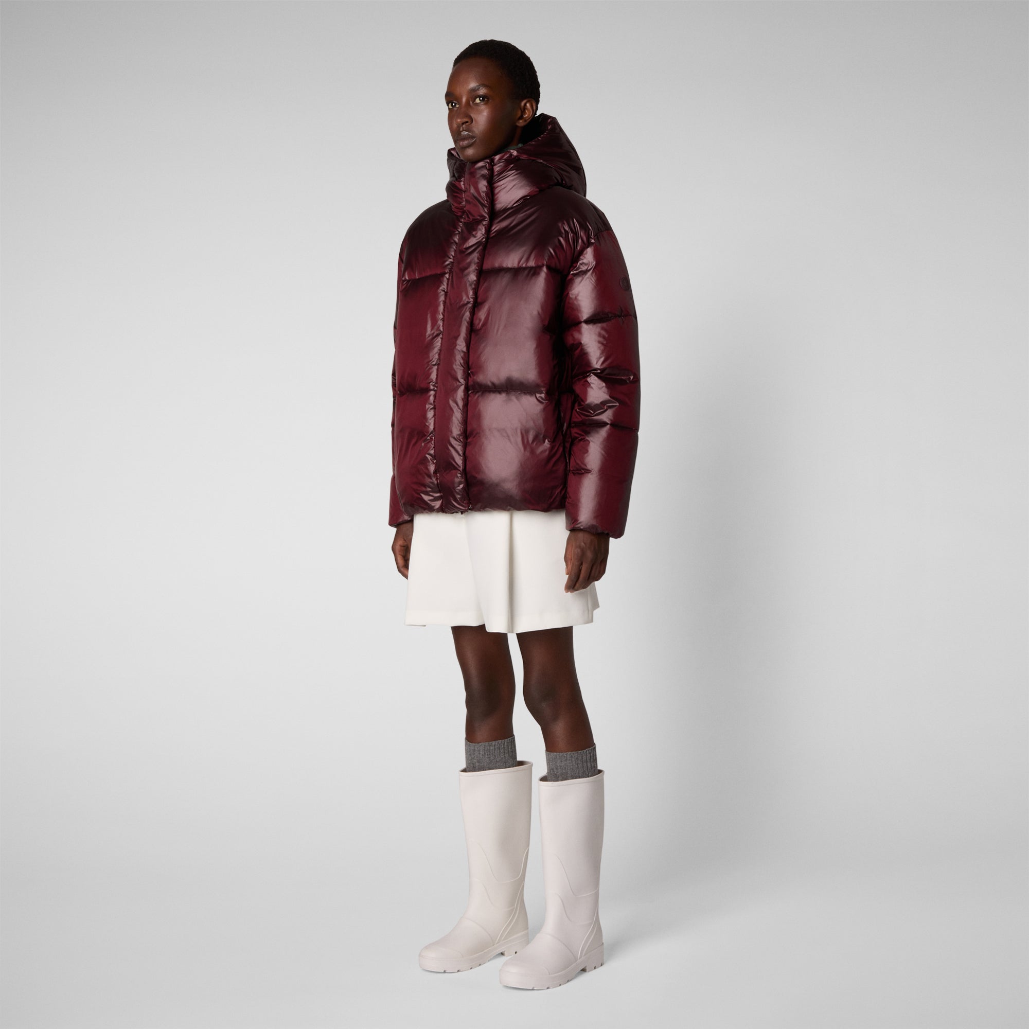 Long burgundy puffer online coat