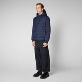 Men's Dare Hooded Sweater Jacket in Navy Blue - Men's Animal Free Puffer Jackets | Save The Duck