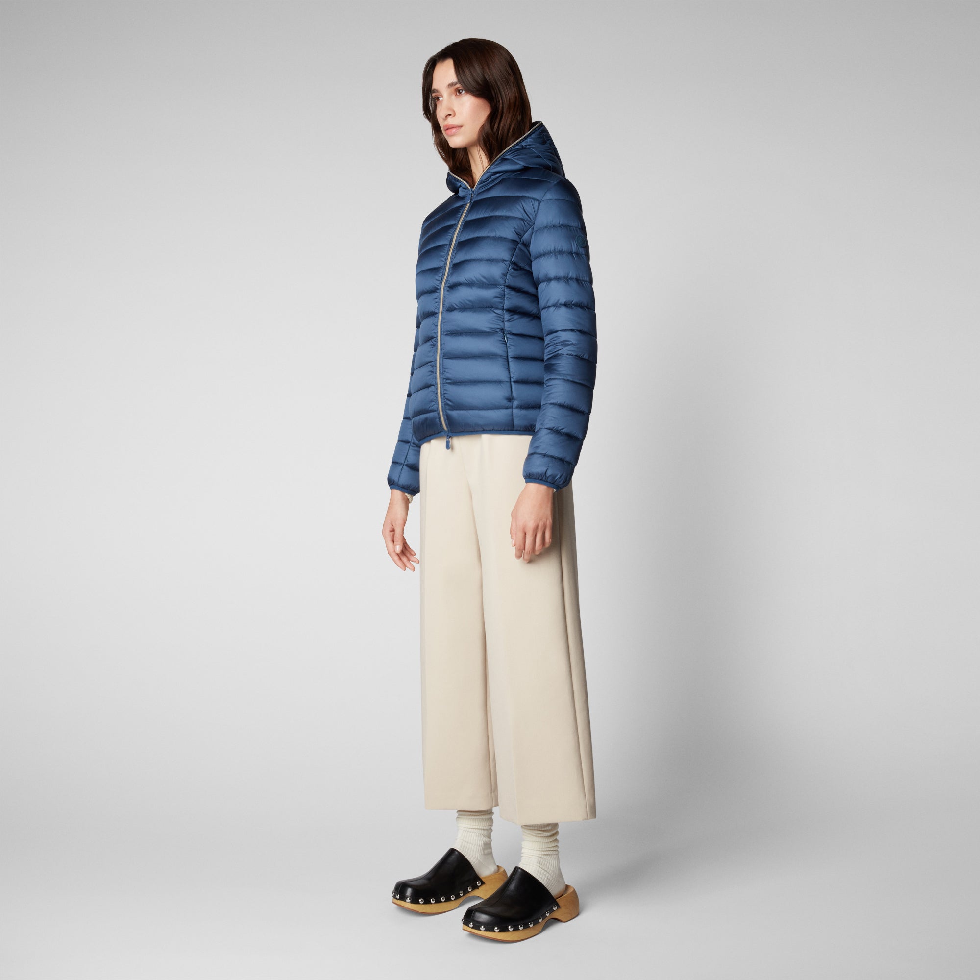 Women's Alexis Hooded Puffer Jacket in Navy Blue