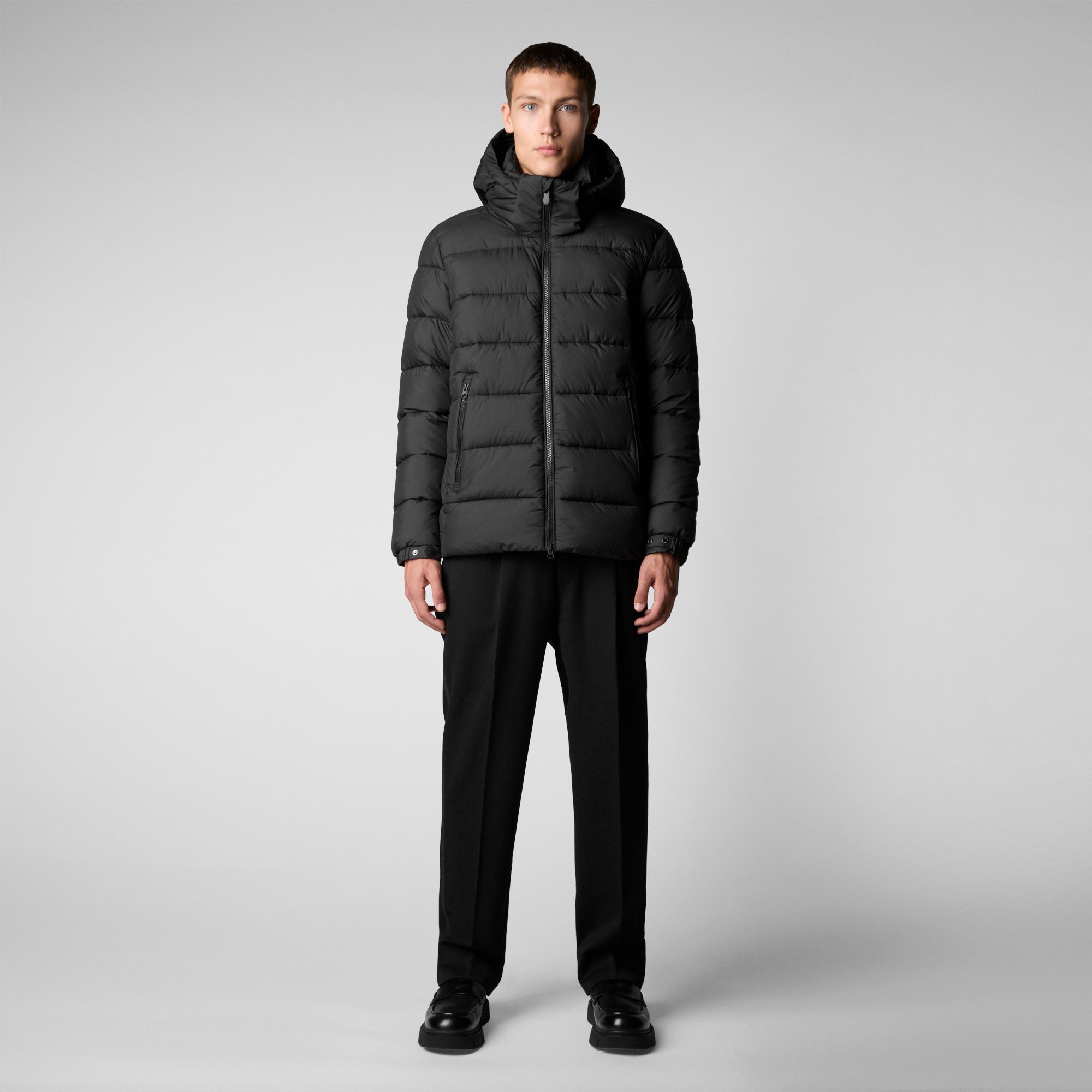 Men's Boris Hooded Puffer Jacket in Black - Save The Duck