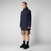 Men's Dacey Hooded Raincoat in Blue Black - Men's Raincoats | Save The Duck