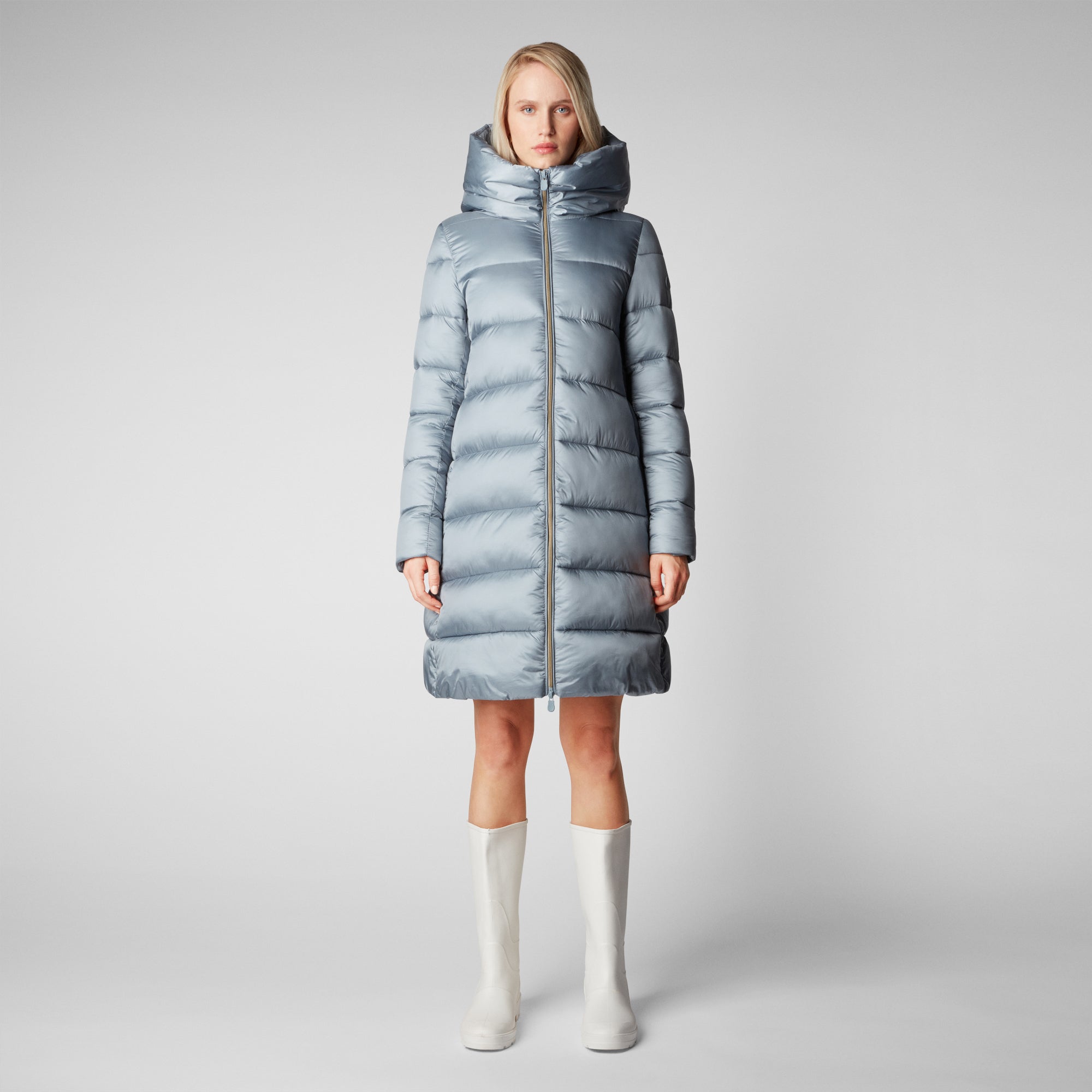 Grey hooded 2024 puffer coat