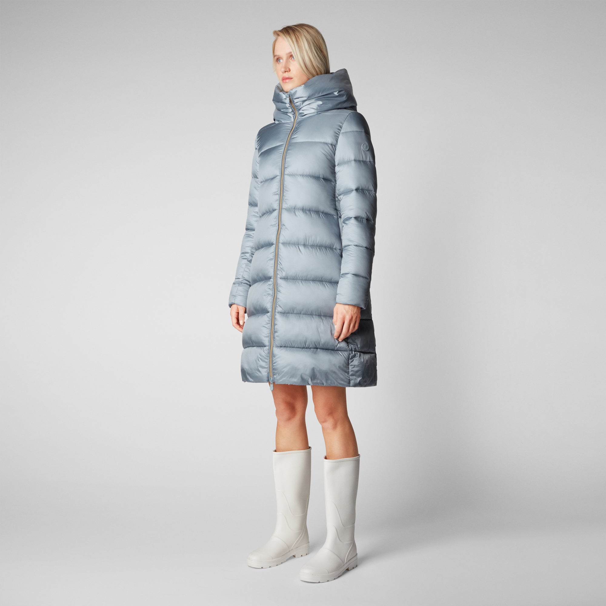 Women's Lysa Hooded Puffer Coat in Blue Fog