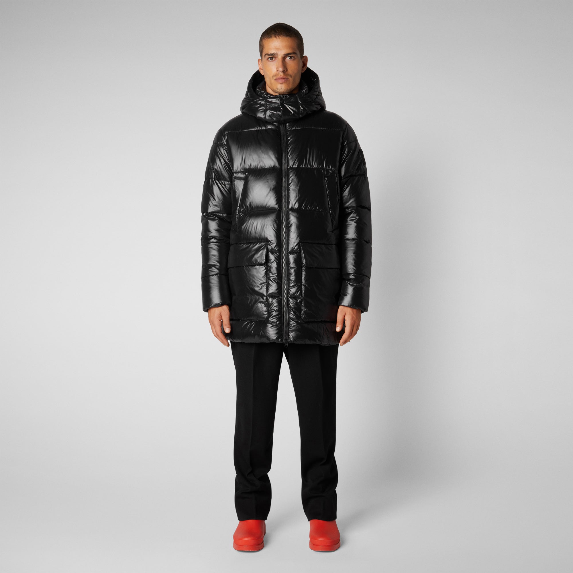 Men's Christian Hooded Puffer Coat in Black - Save The Duck