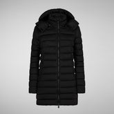 Women's Dorothy Stretch Puffer Coat with Detachable Hood in Black | Save The Duck