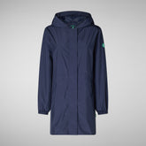 Women's Fleur Hooded Raincoat in Navy Blue | Save The Duck
