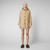 Women's April Hooded Raincoat in Stardust Beige - Women's Recycled | Save The Duck