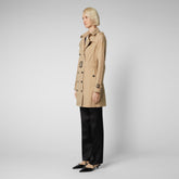 Women's Audrey Belted Trench Coat in Stardust Beige - Women's Raincoats | Save The Duck