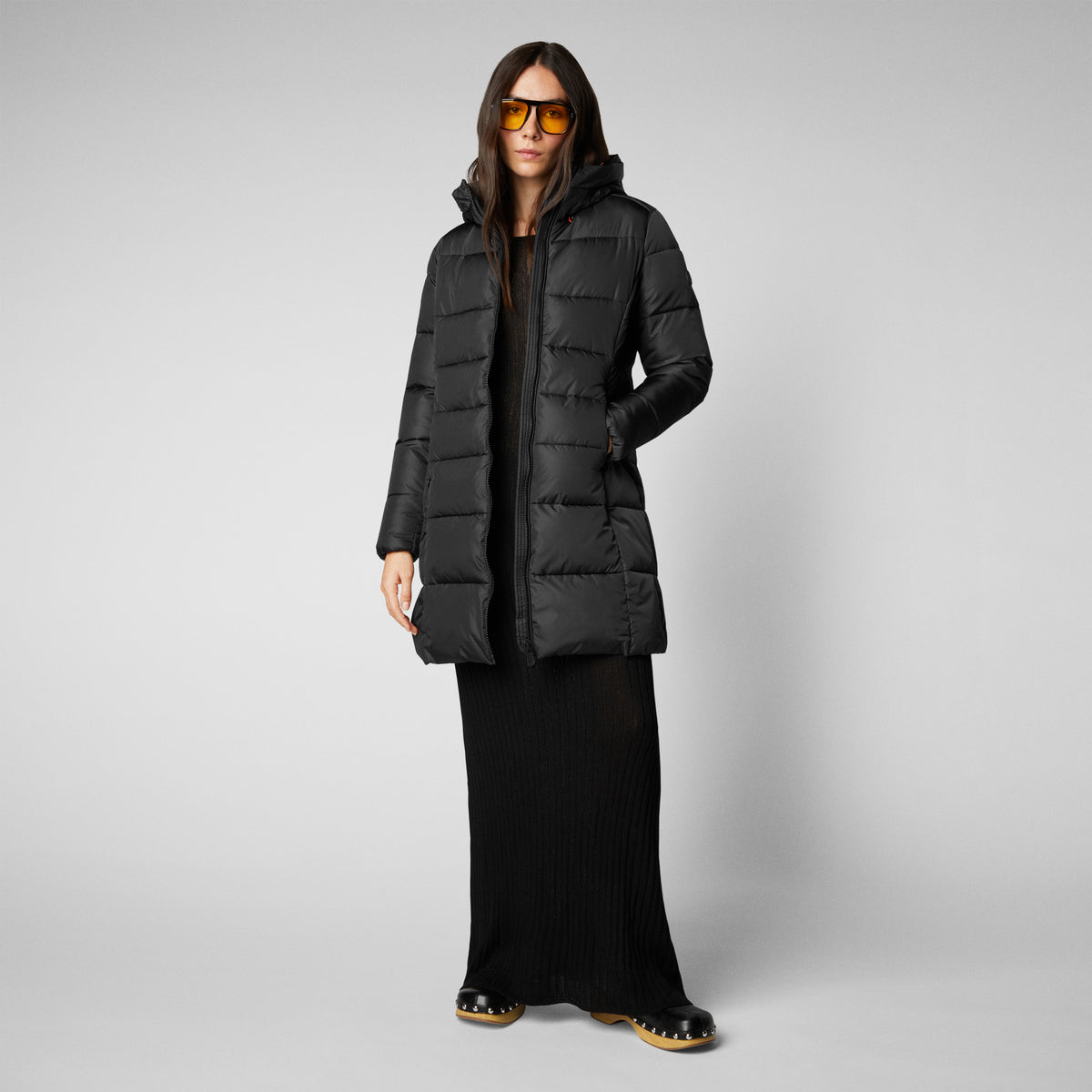 Women's Taylor Hooded Puffer Coat in Black - Save The Duck
