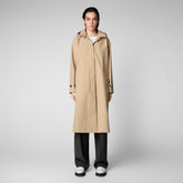 Women's Asia Hooded Trench Coat in Stardust Beige - Women's Rainy | Save The Duck