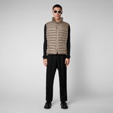 Men's Majus Puffer Vest with Faux Fur Lining in Elephant Grey - Men's Vests | Save The Duck
