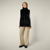 Women's Reversible Faux Fur Vest Nives in Black | Save The Duck