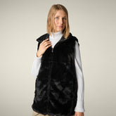 Women's Reversible Faux Fur Vest Nives in Black | Save The Duck