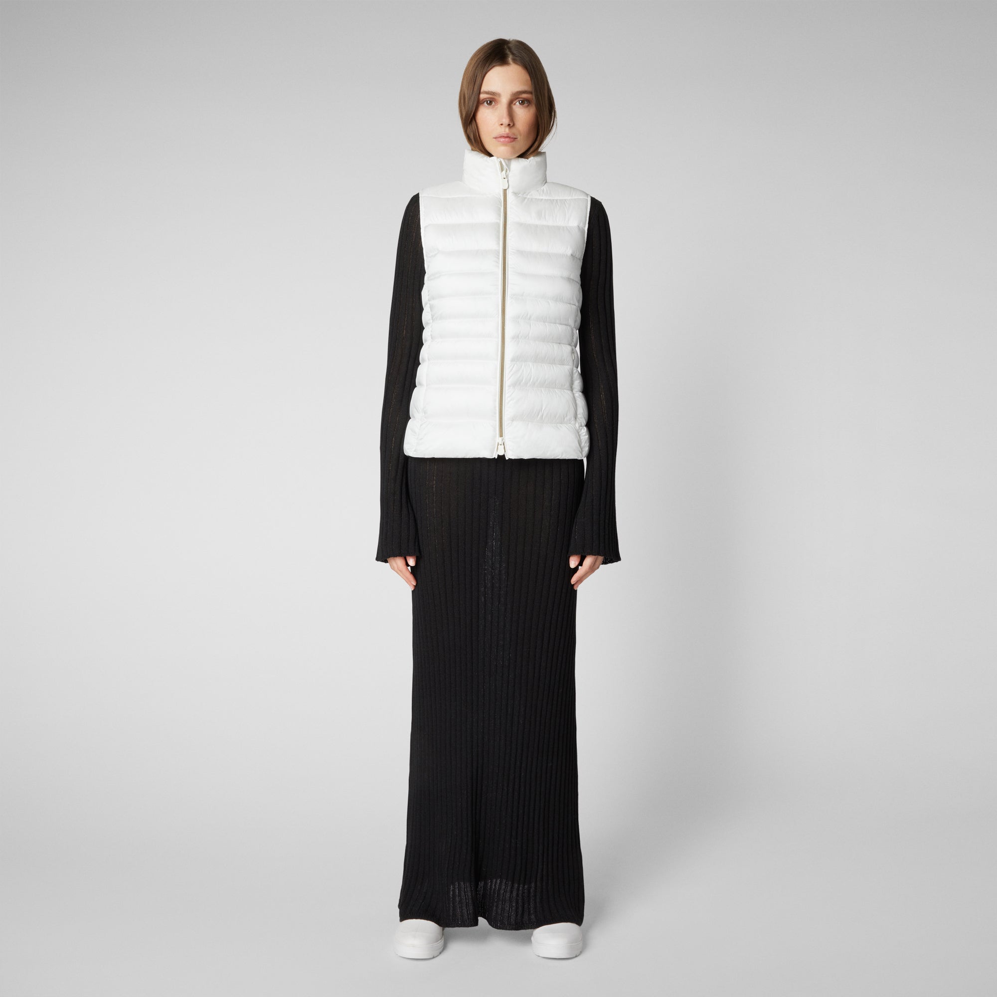 Women's Lynn Puffer Vest in Off White - Save The Duck