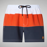 Men's Toty Swim Trunks in White,Traffic Red and Navy Blue - Men | Save The Duck
