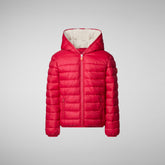 Boys' Lemy Hooded Puffer Jacket with Faux Fur Lining in Flame Red | Save The Duck