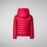 Boys' Lemy Hooded Puffer Jacket with Faux Fur Lining in Flame Red - Boys' Sale | Save The Duck