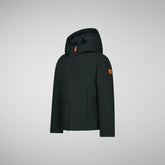 Boys' Boky Hooded Jacket in Green Black - Boys' Animal-Free Puffer Jackets | Save The Duck