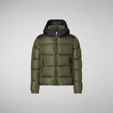 Boys' Rumex Hooded Puffer Jacket in Dusty Olive | Save The Duck