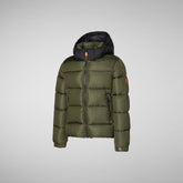 Boys' Rumex Hooded Puffer Jacket in Dusty Olive - Boys' Animal-Free Puffer Jackets | Save The Duck
