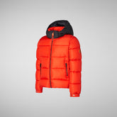 Boys' Rumex Hooded Puffer Jacket in Poppy Red - Boys' Sale | Save The Duck