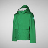Unisex Kids' Rin Hooded Rain Jacket in Rainforest Green - New In Girls' | Save The Duck
