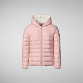 Girls' Leci Hooded Puffer Jacket with Faux Fur Lining in Blush Pink | Save The Duck