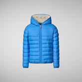 Girls' Leci Hooded Puffer Jacket with Faux Fur Lining in Cerulean Blue - Girls' Sale | Save The Duck