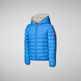 Girls' Leci Hooded Puffer Jacket with Faux Fur Lining in Cerulean Blue - Girls' Sale | Save The Duck