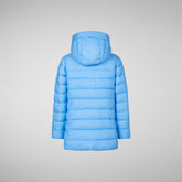 Girls' Pris Hooded Puffer Coat with Faux Fur Lining in Cerulean Blue - Girls' Sale | Save The Duck