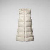 Girls' Uma Long Hooded Puffer Vest in Rainy Beige | Save The Duck