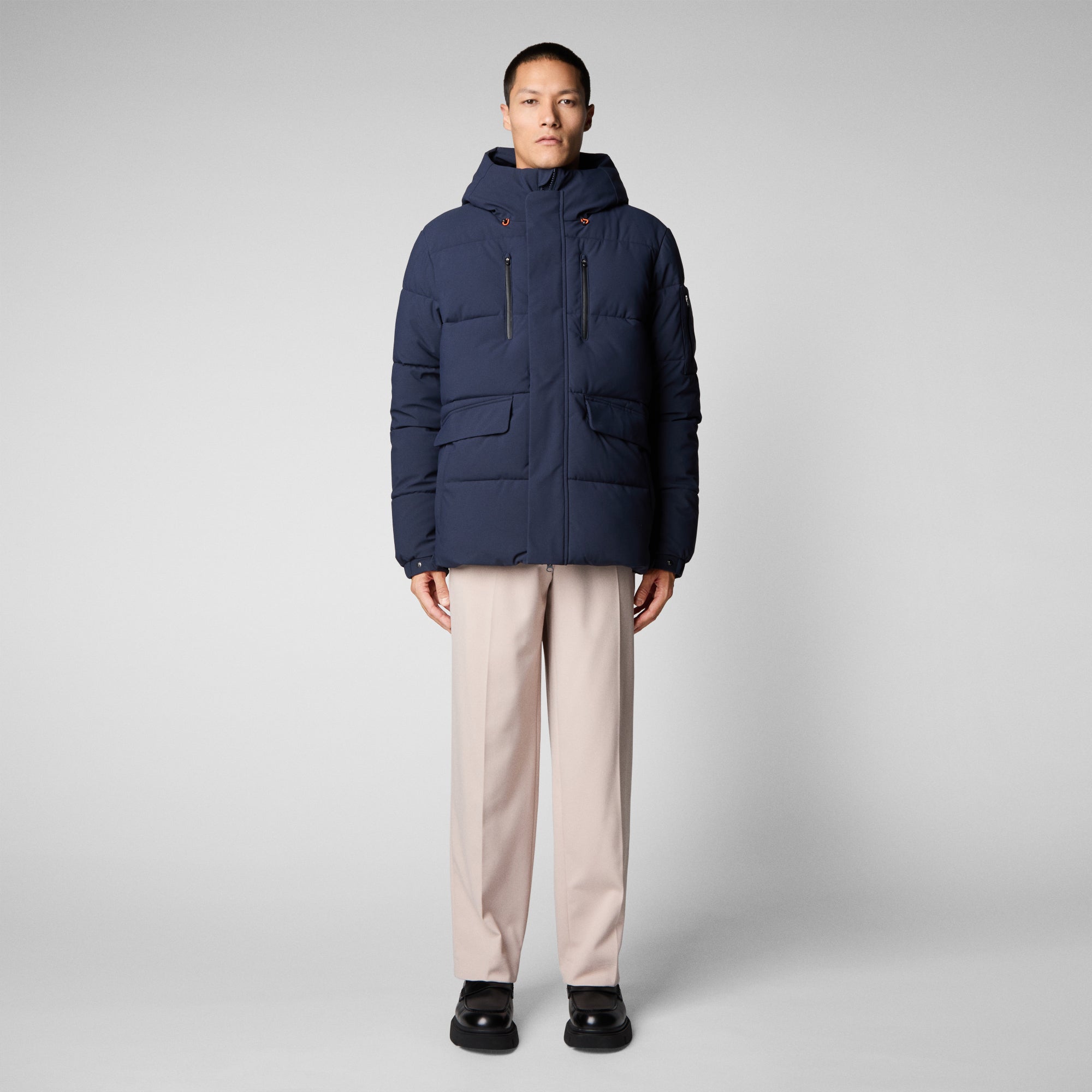 Men's Alter Hooded Quilted Parka in Navy Blue