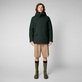 Men's Elon Hooded Parka in Green Black | Save The Duck
