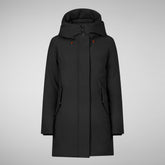 Women's Nellie Hooded Parka in Green Black | Save The Duck