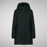 Women's Nellie Hooded Parka in Green Black | Save The Duck