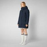 Women's Bethany Hooded Parka in Blue Black - Women's Parkas | Save The Duck