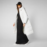 Women's Missy Long Hooded Puffer Coat in Off White | Save The Duck